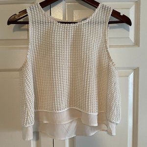 Club Monaco white patterned tank with sheer lining